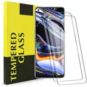 [2 PACK] Realme 7 Pro Clear Full Cover Tempered Glass Screen Protector Guard - Case Friendly
