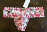 GILLY HICKS by Abercrombie Hollister PANTIES Thong Floral Lace Pink XS / S NWT