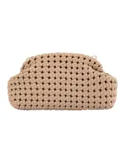 [Olga Berg] Everly Hand Woven Clutch Bag in Natural