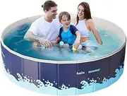 Non-Unflatiable Swimming Pool Foldable Hard-Shell Children's Pool for Dogs, Children and Toddlers, Portable Backyard Splash Pool Outdoor, No Air Leak, Easy Setup, Durable Summer Water Sp