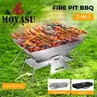 Moyasu Stainless Steel Charcoal BBQ Grill Folding Camping Fire Pit Portable Bag