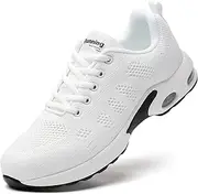 [Ezkrwxn] Men Running Shoes Comfort mesh Walking Sneakers, White, 11