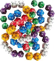 Generic 60x D20 Polyhedral Dice, Party Favors, Multi-Sided Dice, Acrylic Dice for Role Playing Game, Party Card Game, Solid