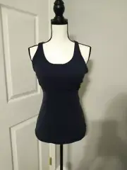Athleta Start Up Blue Yellow Mesh UPF Removable Cups Crossback NWT Tank Top XS