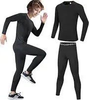 [CubePlug] Kids Compression Sets Sport Base Layer - Boys Thermal Underwear Suits for Fitness and Sports - Size Range 110CM-155CM
