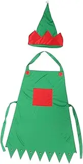 [FOMIYES] 2pcs Christmas Hat and Apron Set for Adults Festive Nonwoven Kitchen Chef Outfit for Holiday Parties and Family Gatherings Unique Decoration for Christmas Celebrations