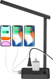 LED Desk Lamp with USB C Charging Port Table Light with 3 USB Charger and 2 AC