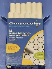 Omyacolor Chalkboard Chalk, 12 White Chalks Dustless Made In France