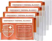 Swiss Safe 4 Pack Mylar Emergency Blankets for Survival - 4 Pack, Orange