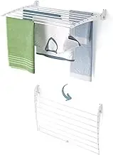 foxydry Fold Wall Mounted Clothes Airer, Vertical Folding Indoor and Outdoor Drying Rack in Aluminium and Steel 62 x 50 x 50 cm (White - Closing Downwards, 1x Fold 80)