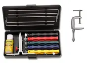 Lansky Deluxe Knife Sharpening System - 5 Hones - LKCLX + C-Clamp Mount Bundle