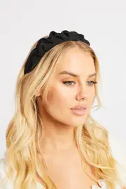 Black Ruched Headband - Size ONE, Women's Hair Accessory