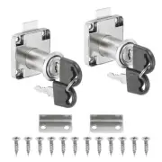 Cylinder Cabinet Cam Lock 1-1/4", 2Pcs Keys Alike Alloy Tool Box Lock,Silver