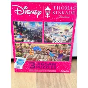 Ceaco Thomas Kinkade Disney Princesses 3 Interlocking Jigsaw Puzzles New!