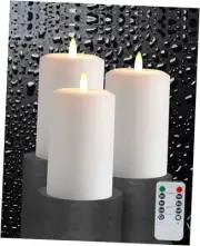 3"x6" Flickering Flameless Candles with Remote Timer, 3" D3" X H6" White