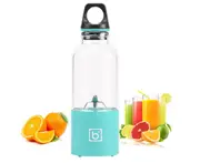 Portable 500ml Fruit Slicer Usb Rechargeable Electric Juicer Cup Blender Water Bottle With Charging - Juicers Easy Manual Clean Best Sellers-BLUE
