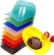 Youngever 9 Pack Baseball Helmet Ice Cream Snack Bowls, Reusable Plastic Dessert Cups, Stackable 8 Ounce Ice Cream Cups (Rainbow Colors)