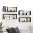 NNEVL Wall Cube Shelves 4 pcs Grey 80x15x26.5 cm Chipboard