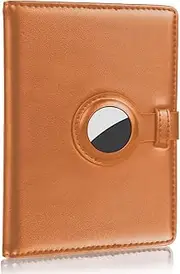 Gipoowaa Passport Holder AirTag, 3 Credit Cards Holder + 1 Passport Holder, RFID Blocking, Secure Traveling and Documentation Organizer for Men and Women (Brown)