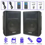 Pair 15" Powered Active Speaker Bluetooth TWS FM Studio Karaoke Studio Speakers