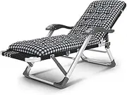 Zero Gravity Lounge Chair, Zero Gravity Chair Folding Chaise Lounge Chair, Adjustable Camping Reclining Chair with Plaid Cotton Pad for Outdoor, Lawn, Patio, Sunbathing Lounge Chair (Color : Black)