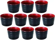 Set of 10 Oxidized Glaze Tsuyumaki Kurochi Vermilion [Tsuyu Container]