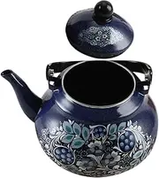 BIUDECO Retro Enamel Kettle Stovetop Water Pot for Home Office Camping Scald Handle Easy Pour Spout for Boiling Water Making Tea