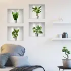 Green plants potted plants false windows bedroom background wall self-adhes SYL