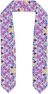 [SKKNT] Beautiful Rainbow Colors Mermaid Print Graduation Shawl Stole For Academic Commencements Honor Sash Congratulations Gift