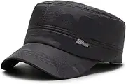 [LAIFEKE] Mens Winter Camo Military Cadet Hat Earflap Army Cap Thicken Warm Lining Flat Top Hat