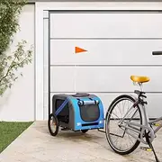 Pet Bike Trailer Blue Grey Oxford Fabric Iron Dog Cat Carrier Bicycle Stroller
