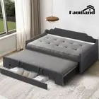 Familand Queen Daybed Trundle Bed Storage Drawer Upholstered Day Bed Frame Grey