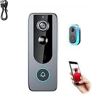 GuardianBells Pro-Smart WiFi Doorbell & Security Cam in One, Live View, Two-Way Audio, Motion Alerts, Night Vision, Auto Snapshots, IP65 Waterproof Rating, Easy Installation (A)