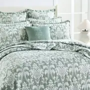 Renee Taylor Tahlia Jacquard Single/Double Coverlet w/ 2x Pillowcases Set Jade