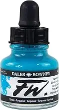 Daler Rowney FW Acrylic Ink Bottle Turquoise - Versatile Acrylic Drawing Ink for Artists and Students - Permanent Calligraphy Ink - Archival Ink for Illustrating and More