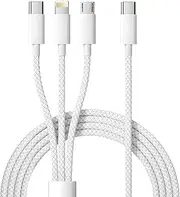 Multi USB C Charging Cable - 2M Braided 3 in 1 Fast USB Cable，66W USB C to Lightning,USB C and Android Cable for iPhone 16 Pro Max 15 14 13 12 Google iPad