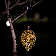 Solar Powered LED Hollow Light Hanging Lamp for Garden Outdoor Landscape