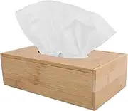 Bamboo Tissue Box with Cover Rectangular Bamboo Tissue Storage Case Antimicrobial Water-Proof Facial Tissue Box for Nightstand Bathroom Vanity Countertops Bedroom Dressers Desks Tables Car Home Decor