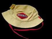 Vegemite Kids Yellow Bucket Hat NWT Ages 2-5 French Terry Cloth