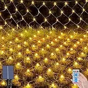 OPAHUTER 198 LEDs Solar Light Net Outdoor, 2 x 3 m Waterproof Fairy Lights, Remote Control Curtain With 8 Modes for Christmas, Wedding, Window, Bushes