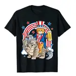 CAT 4TH OF JULY T 恤 CATICORN UNICORN MEOWICA 男式 T 恤漫畫上衣襯衫棉質男