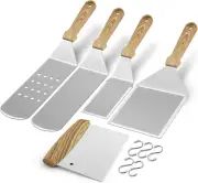 Metal Spatula Set of 5, Heavy Duty Griddle Accessories Kit, Durable Stainless S