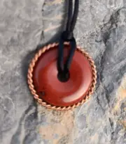 Tensor Ring Straight Line Cubit 333 Mhz Natural Red Rainbow Stone Pendant