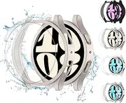 [4+4Pack] for Samsung Galaxy Watch 6 Bluetooth Screen Protector & Case 44mm,Anti-Fog Tempered Glass Protective Film & PC Protective Bumper, Galaxy Watch 6 Face Cover Set 44mm,Black/Clear/Silver/Star