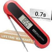 0.7 Seconds Instant Read Meat Thermometer Digital for Cooking with Ambidextrous Backlit & IP67 Waterproof, Magnetic ThermoMaven F1 Food Probe for Kitchen, Outdoor Grilling, BBQ Smoker Red & Whiteker