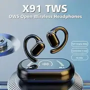 X91 Bluetooth 5.3 Hands-Free Headset Ear Hook Stereo Hi-Fi for Driving, Yoga, Fitness Mobile Phones