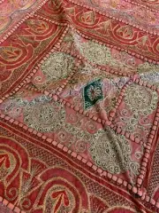 Hand embroider golden red wall hanging decor tapestry quilt like tablecloth