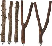 VANZACK 5pcs Wooden Parrot Stand Rods Natural Pet Bird Perch Playthings for Bird Cage Durable and Safe Material and Exercise