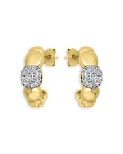 Aqua Croissant Designs Pave Cluster Half Hoop Earrings in 18K Gold Plated Sterling Silver - Exclusive