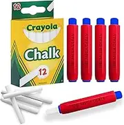 The Mega Deals White Chalk 12 Pack with 5 Chalk Holders, Non-Toxic, Ideal for Kids & Classrooms